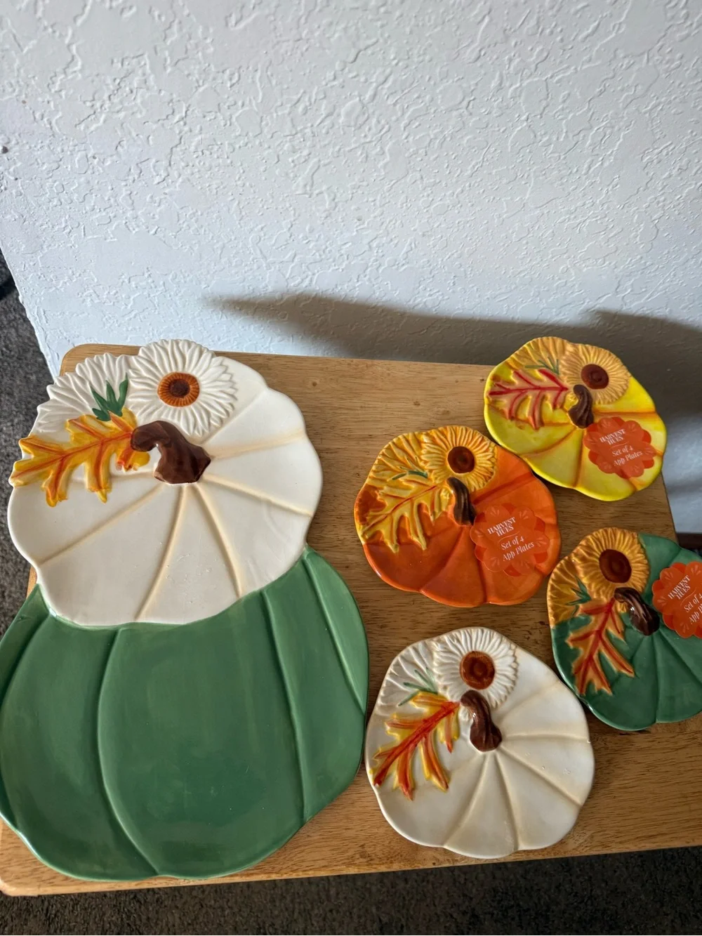 Ceramic Pumpkin Serving Platter and Plates - Autumn Colors
